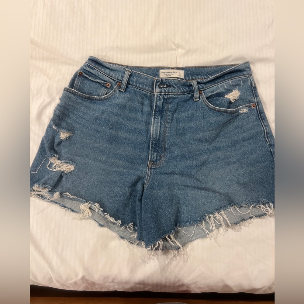 Abercrombie & Fitch Blue Distressed Denim Shorts